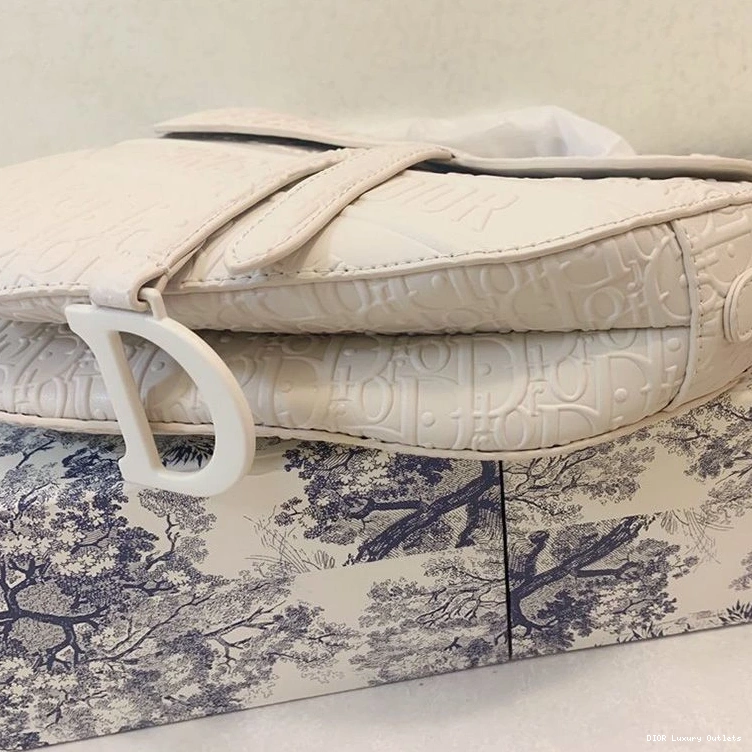 Cheap Embossed Bag Christian White Calfskin Ultramatte Saddle Oblique Dior 0717 Luxury